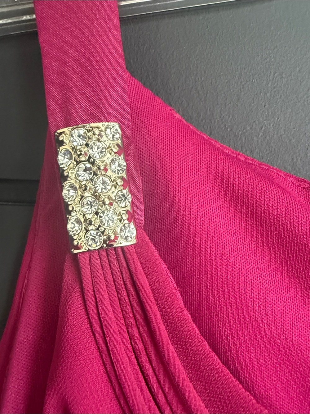 S.L. Fashions Hot Magenta Layered Ruffle Dress - Picture 3 of 5